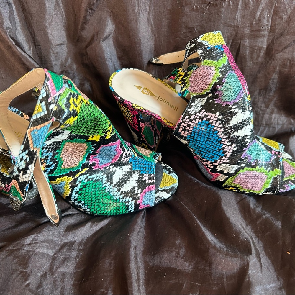Joliman Multicolor Snake Print Heels